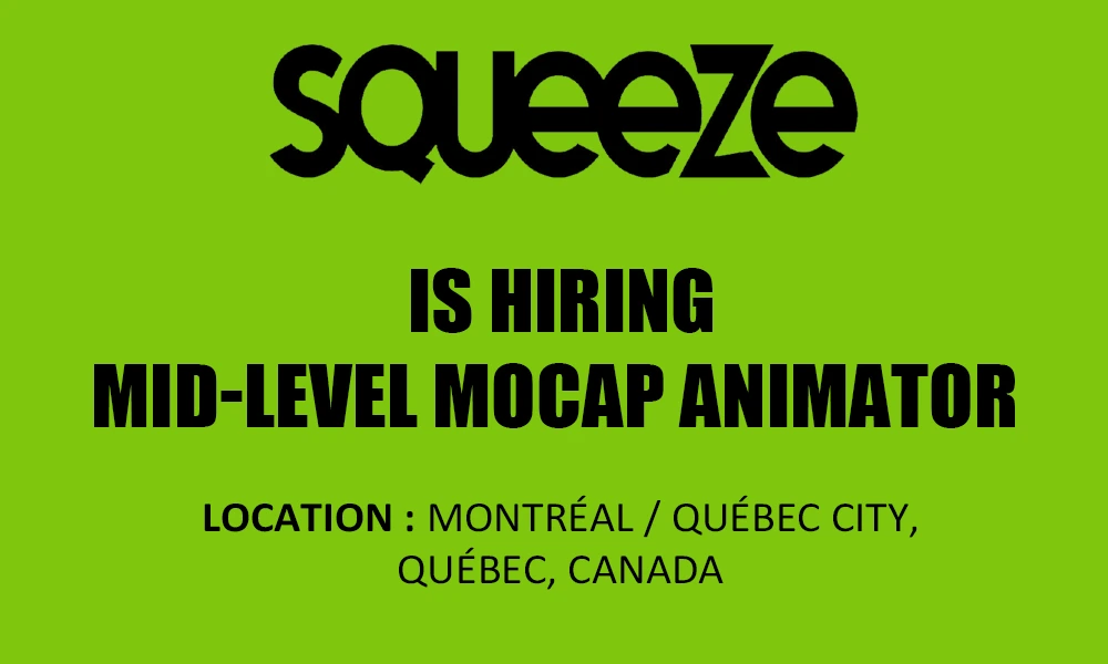 Squeeze Animation Studios Mocap Animator (Mid-Level)