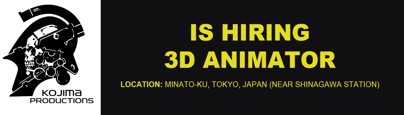 3D Animator job at Kojima Productions, Tokyo