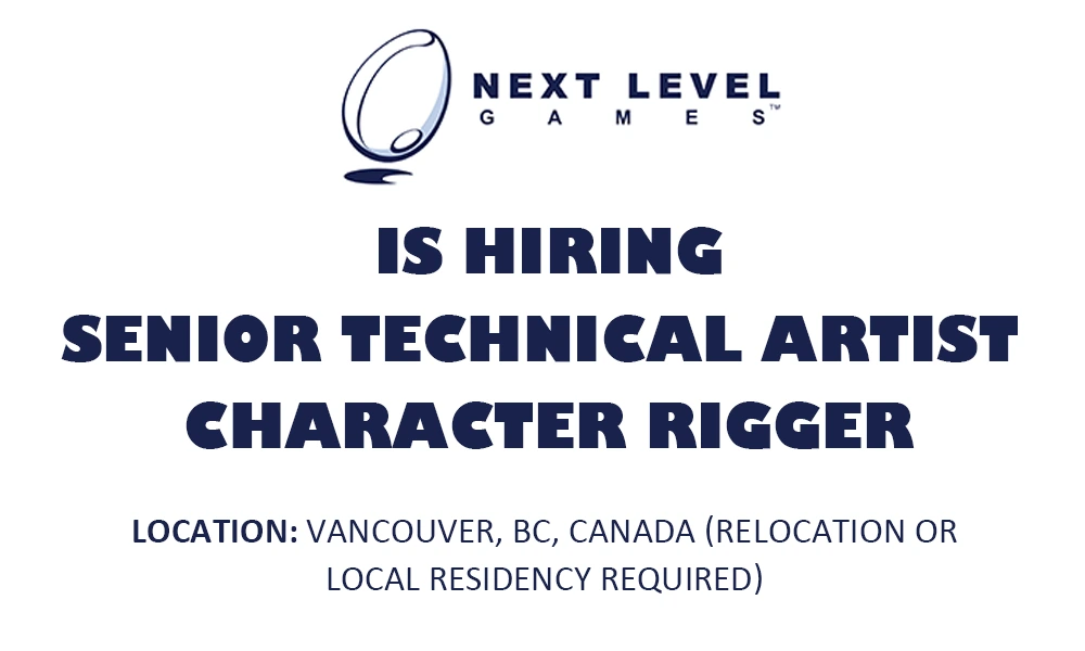 Character Rigger job at Next Level Games, 2026