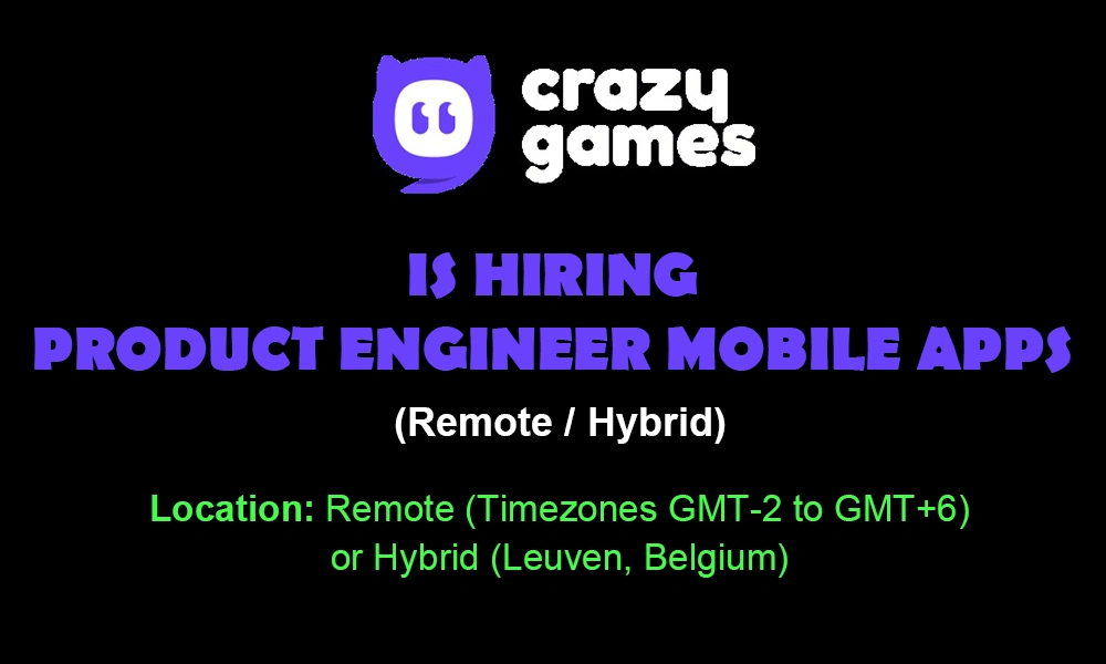 CrazyGames hiring Product Engineer thumbnail