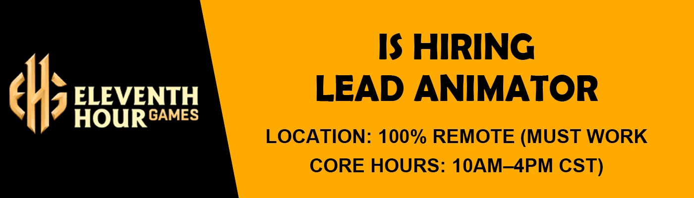 Eleventh Hour Games hiring Lead Animator (Remote)