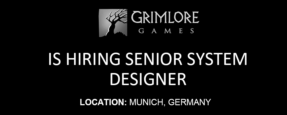 Grimlore Games is hiring Senior System Designer, 2026