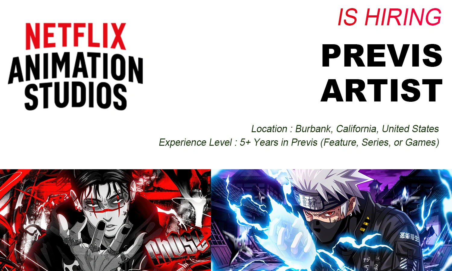 Previs Artist at Netflix Animation Studios 2026