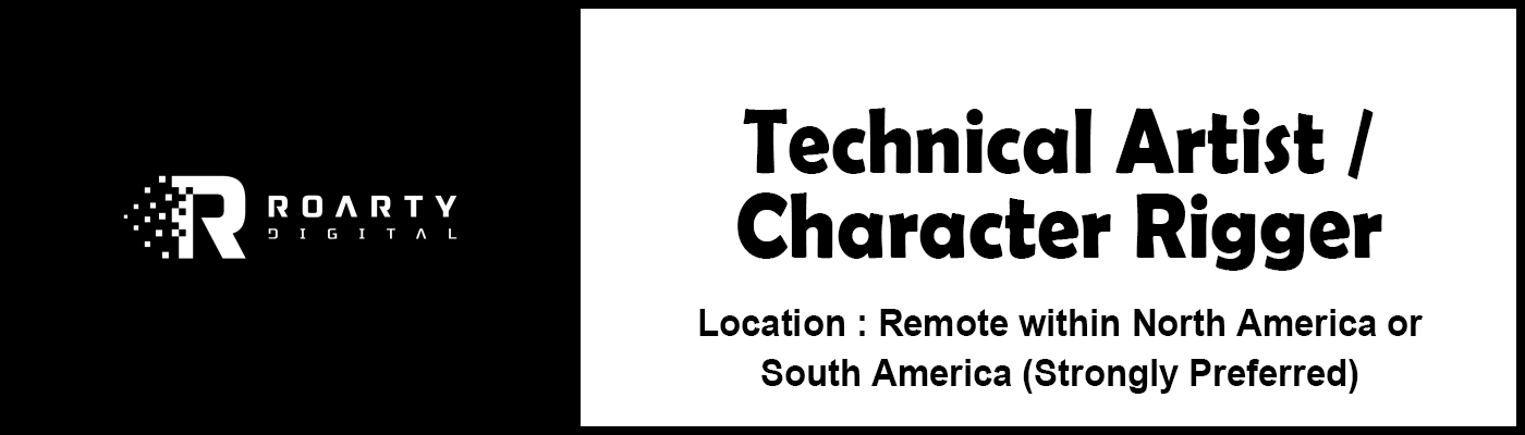 3D Character Rigger job at Roarty Digital Inc, % festybay 3D Character Rigger job at Roarty Digital Inc