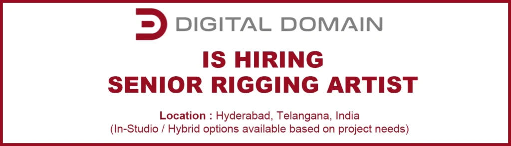 3D Rigging Artist jobs at Digital Domain, India