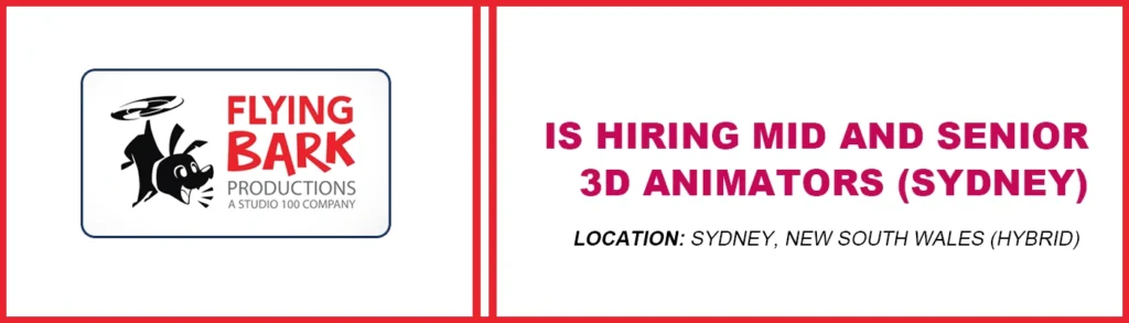 Sydney Jobs Mid and Senior 3D Animators, Flying Bark Productions thumb