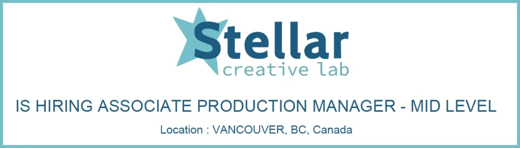 Hiring Associate Production Manager (Mid-Level) at Stellar Creative Lab, Canada 2026 Hiring Associate Production Manager (Mid-Level) at Stellar Creative Lab, Canada 2026