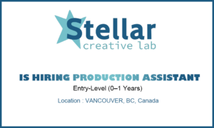 Stellar Creative Lab hiring Production Assistant, Canada