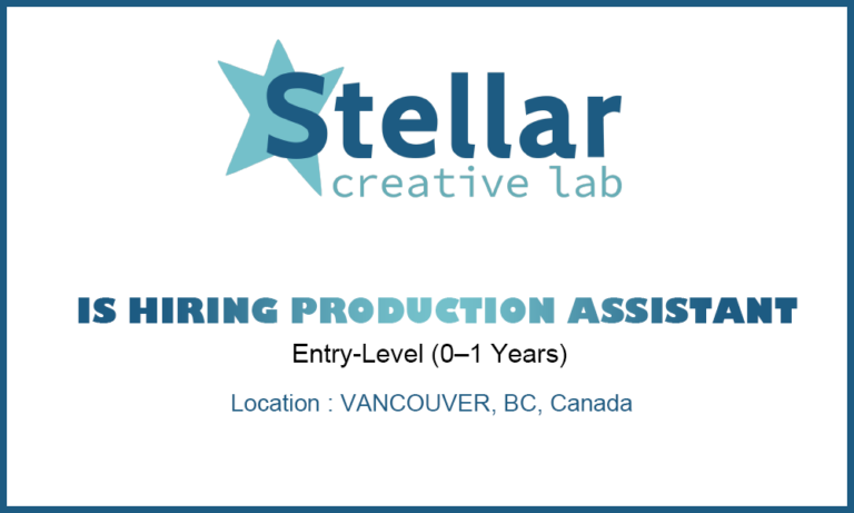 Stellar Creative Lab hiring Production Assistant, Canada